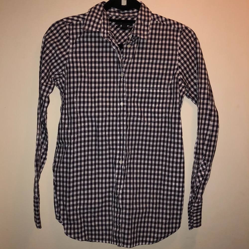 J Crew Gingham Button Down Shirt